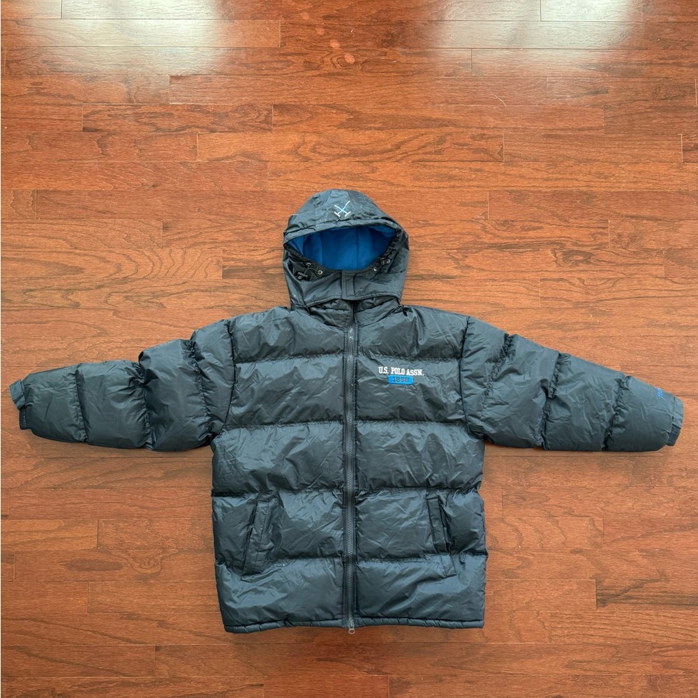U.S. Polo Assn. Black Puffer Jacket with Blue Lining